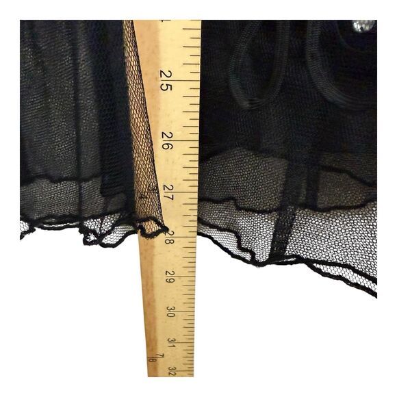 ZAPA Skirt Sz Small Beaded Black Mesh Sheer Layered Knee Length A-Line - Picture 5 of 8